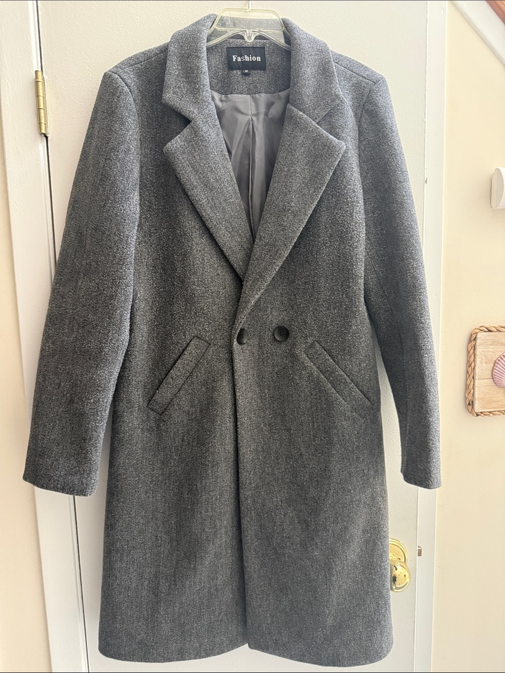 Fashion Gray Double-Breasted Wool Blend Coat